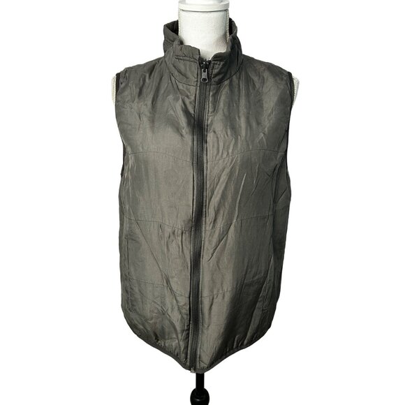 Fuda Gray Puffer Vest Zip Front Sleeveless Jacket Grunge Hip Hop Size Medium - Picture 1 of 9